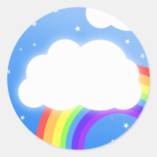 Nom personnalisé Rainbow cloud - autocollants