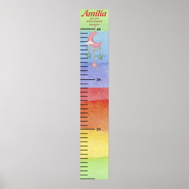 Nom personnalisé Rainbow kid Growth Poster (Devant)