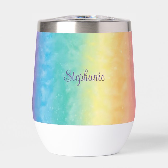 Nom personnalisé Rainbow Script Monogramme (Avant)