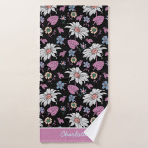 Nom personnalisé rose floral continu motif