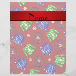 Nom personnalisé rouge moche motif de chandail de