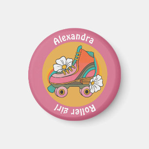 nom personnalisé rouleau fille rose girly Magnet