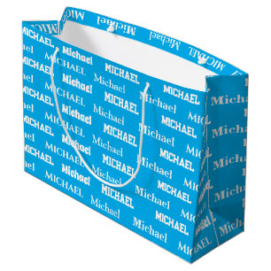 Nom personnalisé  Sac cadeau garçon bleu pour anni