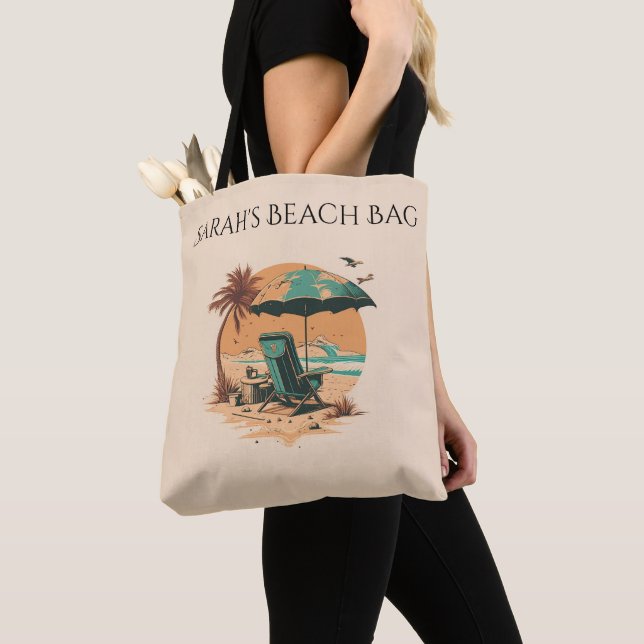 Nom personnalisé Sac de plage, Sac fourre-tout (De près)