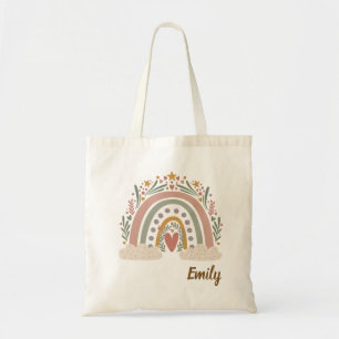 Nom personnalisé Sac fourre-tout arc-en-ciel Boho