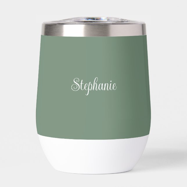 Nom personnalisé Sage Green Script Mariage Eau (Avant)
