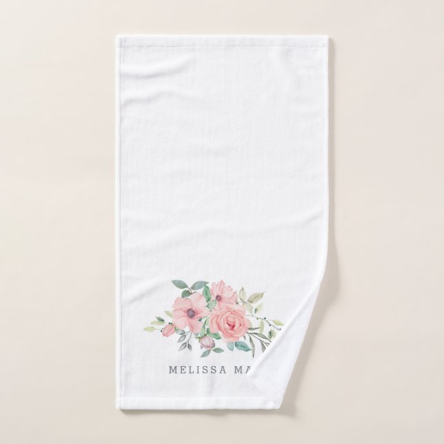 Nom personnalisé Serviette à main Floral Watercolo (Serviette à main)