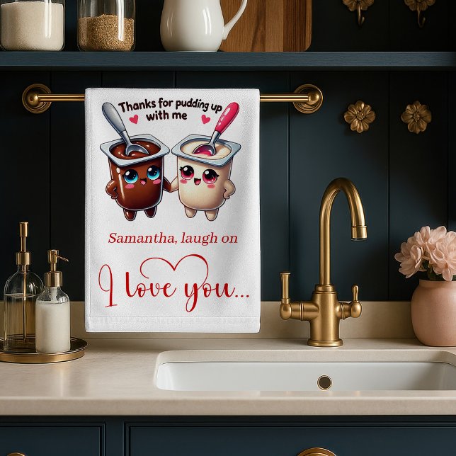 Nom personnalisé Serviette Amour Nourriture Drôle  (Custom Name Funny Food Love Towel Valentine)