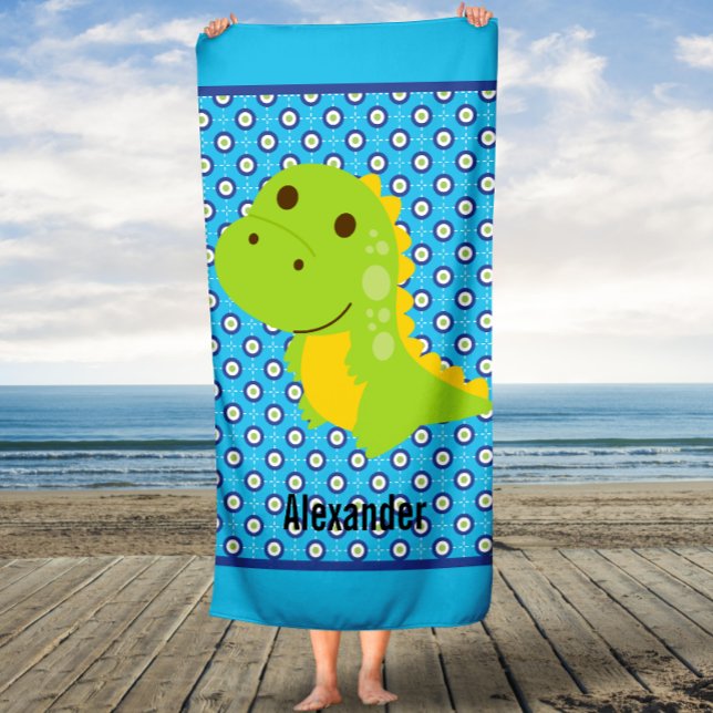 Nom personnalisé Serviette de bain Dinosaur pour e (Créateur téléchargé)