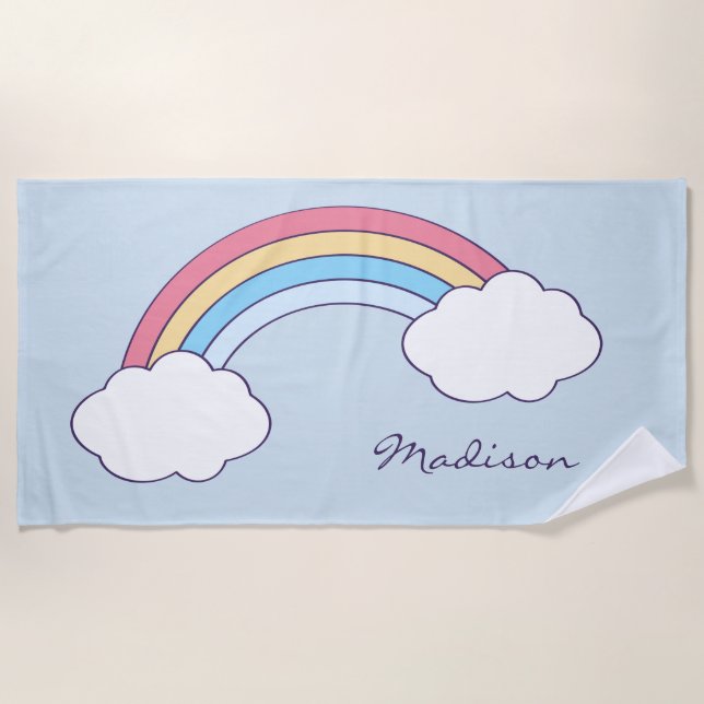 Nom personnalisé Serviette de plage Rainbow Sky (Devant)