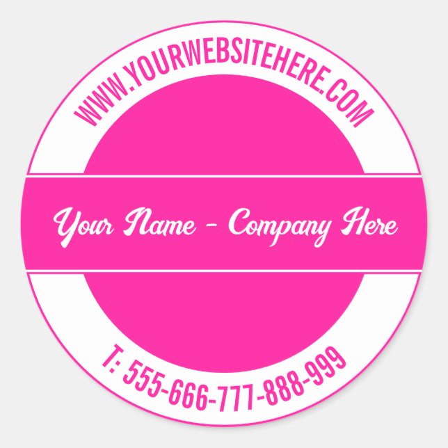 Nom personnalisé Site Web Téléphone Sticker rond V (Devant)