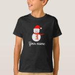 Nom personnalisé Snowman Christmas T-Shirt<br><div class="desc">Nom personnalisé Snowman Noël</div>