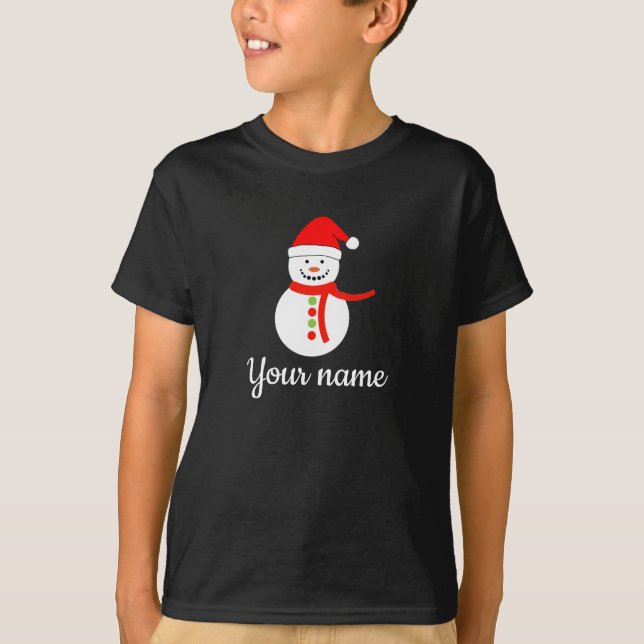 Nom personnalisé Snowman Christmas T-Shirt (Devant)