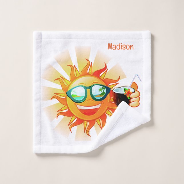 Nom personnalisé Soleil tropical (Gant de toilette)