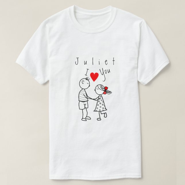 Nom personnalisé T-shirt avec texte - Je t'aime (Design devant)