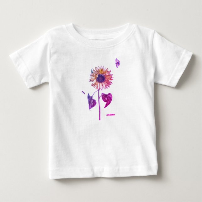 NOM PERSONNALISÉ T-shirt BÉBÉ SUNLOWER POUR FILLES (Devant)