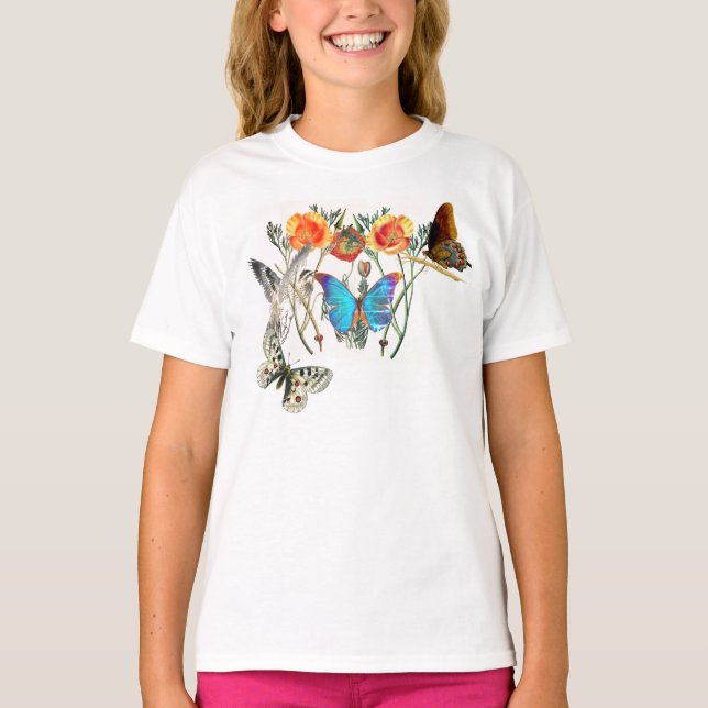 NOM PERSONNALISÉ T-SHIRT POUR FILLES BUTTERFLITS & (Devant)