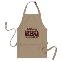 Nom personnalisé tablier BBQ pour les gars | beige