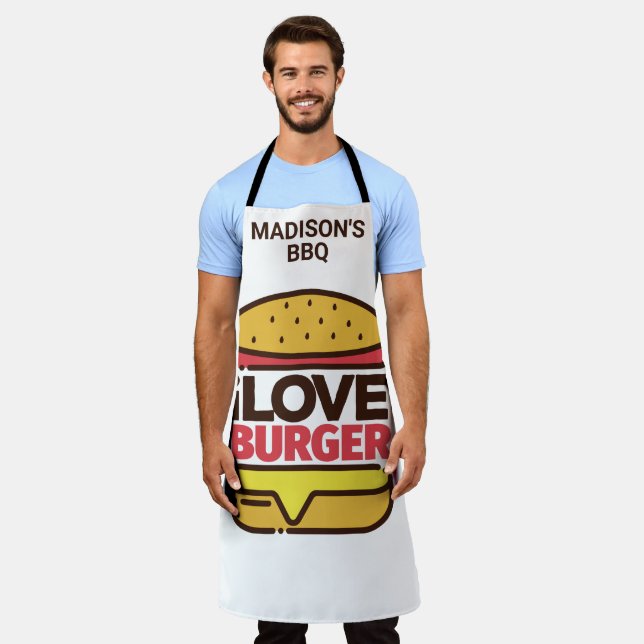 Nom personnalisé tablier Burger Lover (Porté)