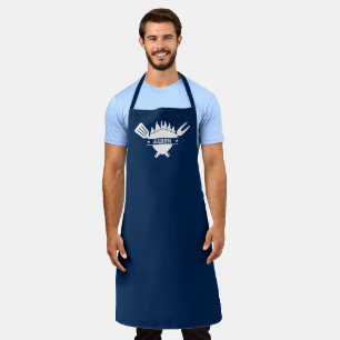 Nom personnalisé tablier de grillade Navy BBQ