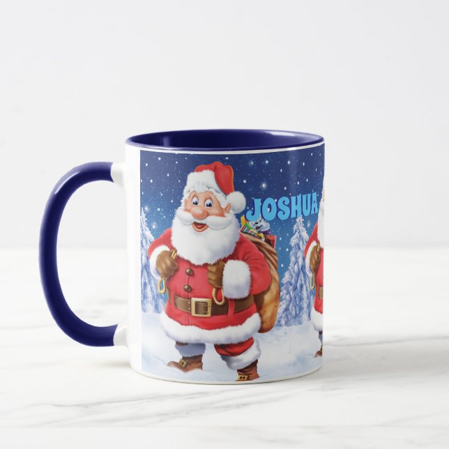Nom personnalisé tasse à café de Noël, Jolly Santa (Gauche)