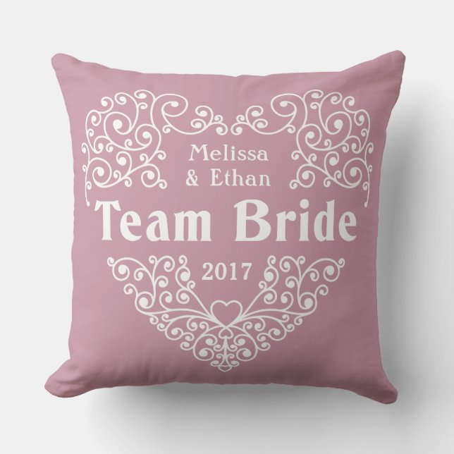 Nom personnalisé Team Bride et coussins mariage de (Recto)