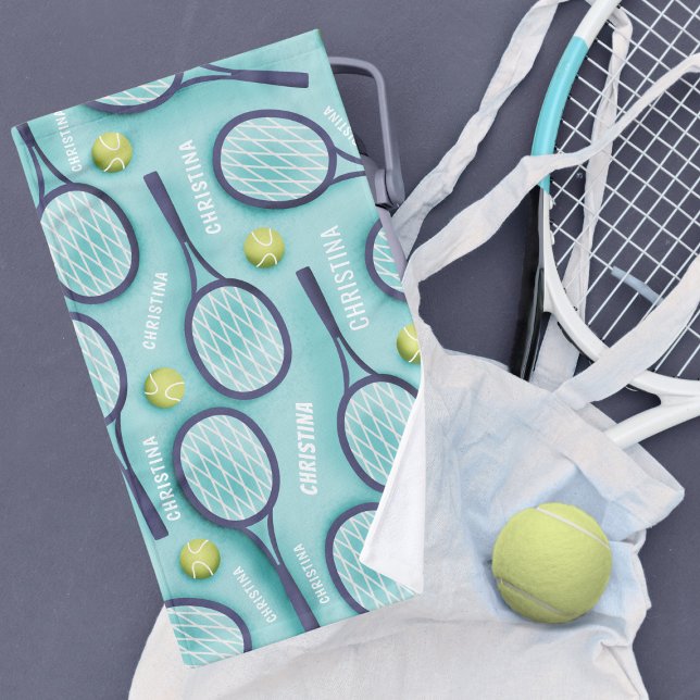 Nom personnalisé Tennis Racket serviette main (Créateur téléchargé)