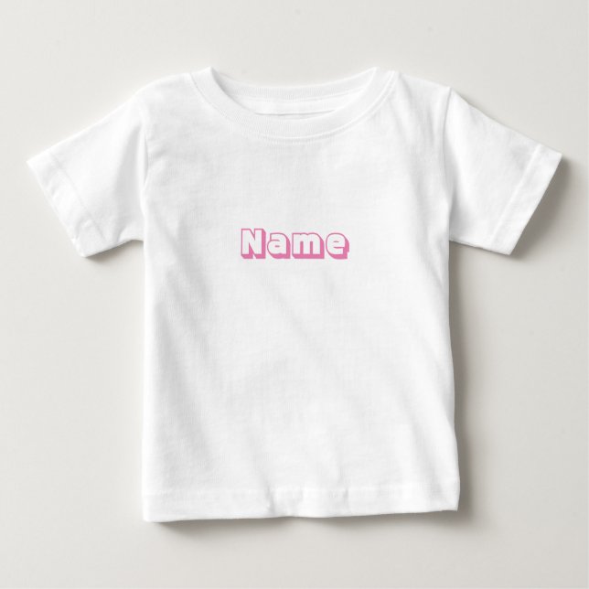 Nom personnalisé texte rose mignon bébé T-shirt (Devant)