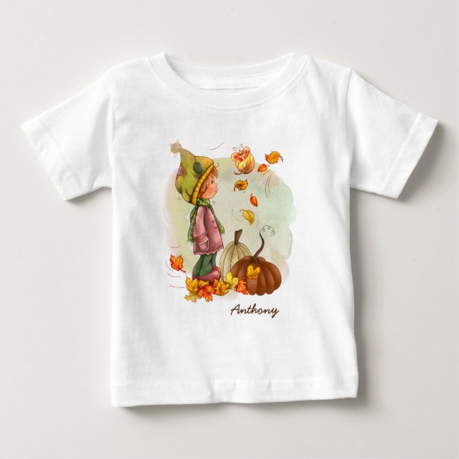 Nom personnalisé Thanksgiving Cadeau T-Shirts bébé (Devant)