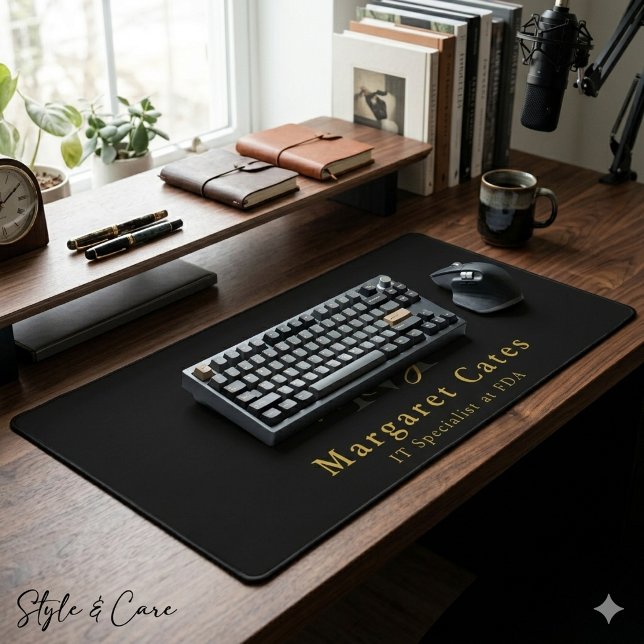 Nom personnalisé & Titre avec monogramme - (Custom Name & Title with Monogram - Desk Mat)