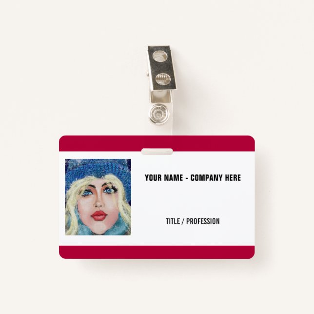 Nom personnalisé Titre Photo Logo Badge d'affaires (Devant avec clip)