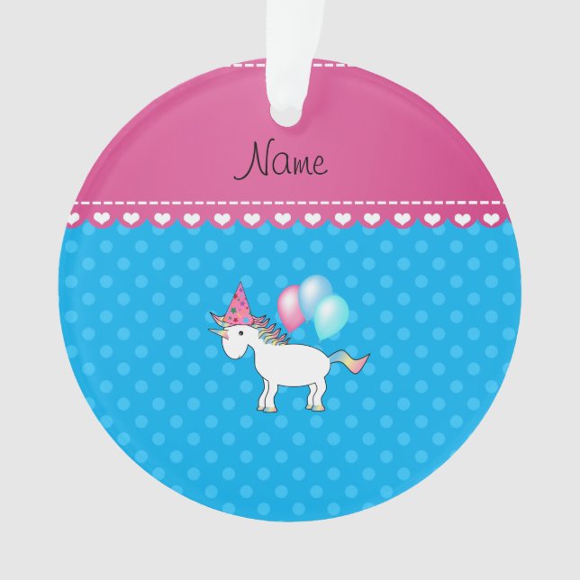 Nom personnalisé unicorne bleu pois (devant)