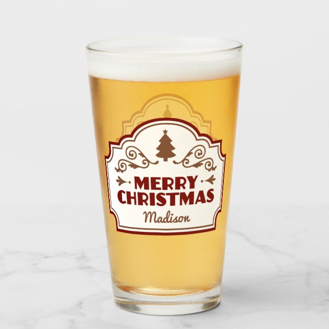 Nom personnalisé verre à pinte de Noël (Dos (rempli))