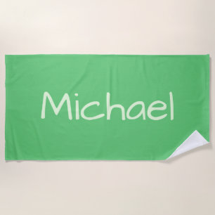 Nom personnalisé vert serviette de plage