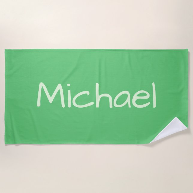 Nom personnalisé vert serviette de plage (Devant)