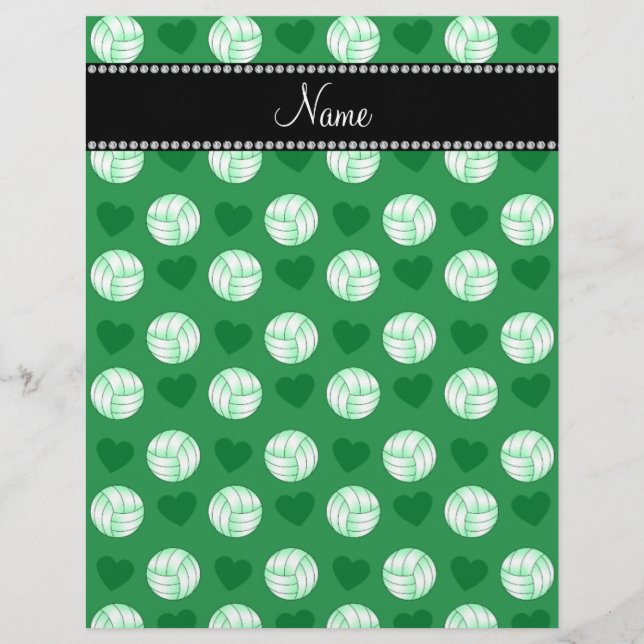 Nom personnalisé volleyballs et coeurs verts (Devant)