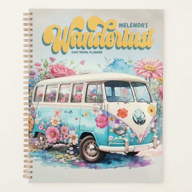 Nom personnalisé Wanderlust Retro Bus Travel (Devant)