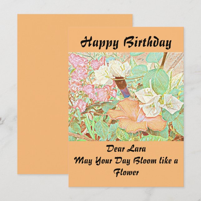 Nom personnalisé Watercolor Peach Birthday Card (Devant / Derrière)