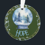 Nom personnalisé Watercolor Winter Forest Snowglob<br><div class="desc">Une aquarelle neige couverte forêt d'hiver à l'intérieur d'un petit globe de neige bleu pour les vacances merveilleuse de vos rêves avec le nom de votre choix ou laissez-le comme Espoir.</div>
