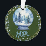 Nom personnalisé Watercolor Winter Forest Snowglob<br><div class="desc">Une aquarelle neige couverte forêt d'hiver à l'intérieur d'un petit globe de neige bleu pour les vacances merveilleuse de vos rêves avec le nom de votre choix ou laissez-le comme Espoir.</div>