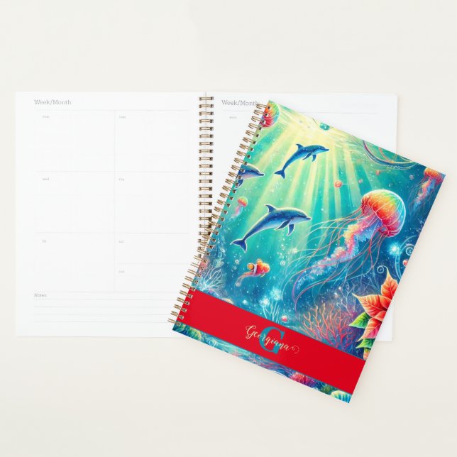 Nom Personnalisé Whimssical Floral Coral Reef Poin (Devant avec enveloppe)