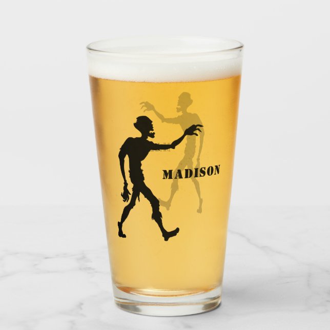 Nom personnalisé Zombie pinte verre (Devant (rempli))