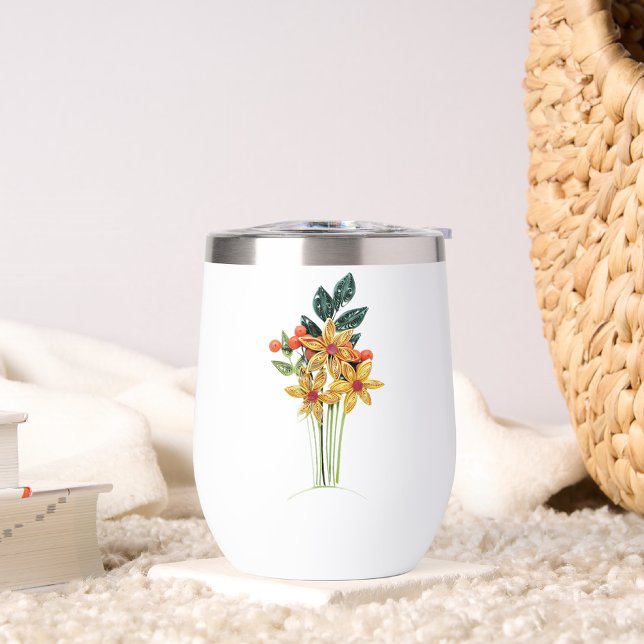 Nom personnel, Fleurs en papier enroulé 11oz Blanc (Créateur téléchargé)