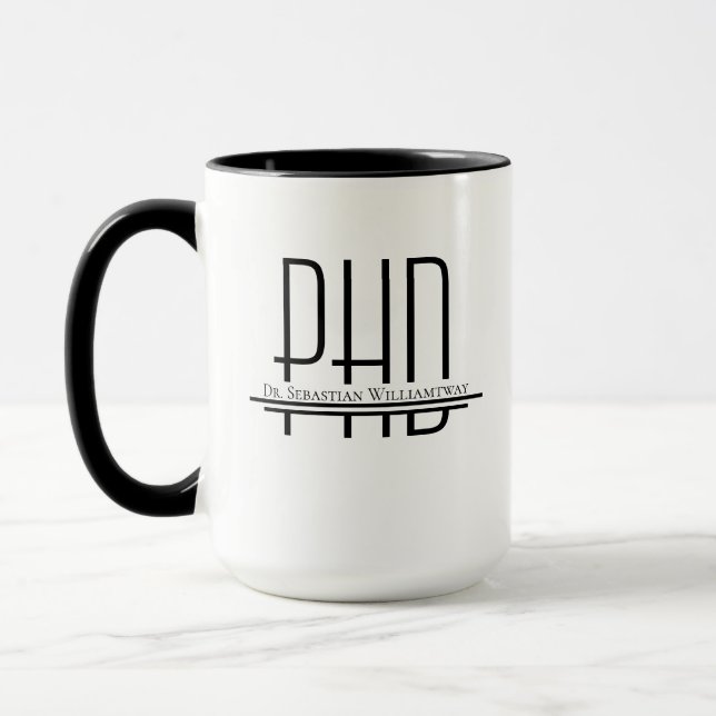 Nom PhD White Black Mug (Gauche)