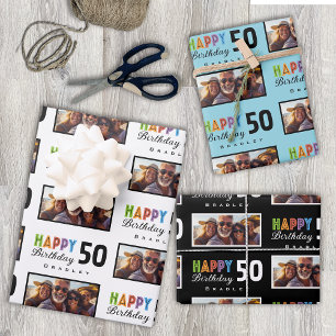 Nom Photo 50e Anniversaire Papier d'enveloppement