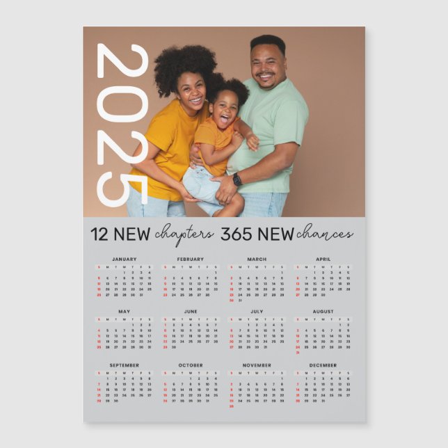Nom photo de famille personnalisée Magnet Calendri (Devant)