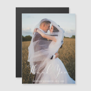 Nom photo mariage et date Merci Carte magnétique