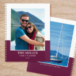Nom photo personnalisé Plum Modern<br><div class="desc">Créez votre propre planificateur d'année photo ! Un modèle élégant personnalisé avec deux photos préférées, votre nom, l'année, et une légende ou une devise personnelle. Les planificateurs sur mesure font de merveilleux cadeaux pour la famille et les amis, et sont un excellent moyen de garder tout le monde organisé! Couleurs...</div>