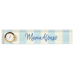 Nom Plaque Bleu Beige Bande