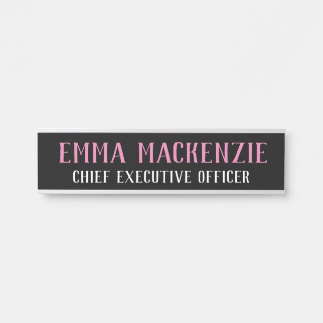 Nom Plaque rose moderne pendre porte Nom Plaque (Devant)